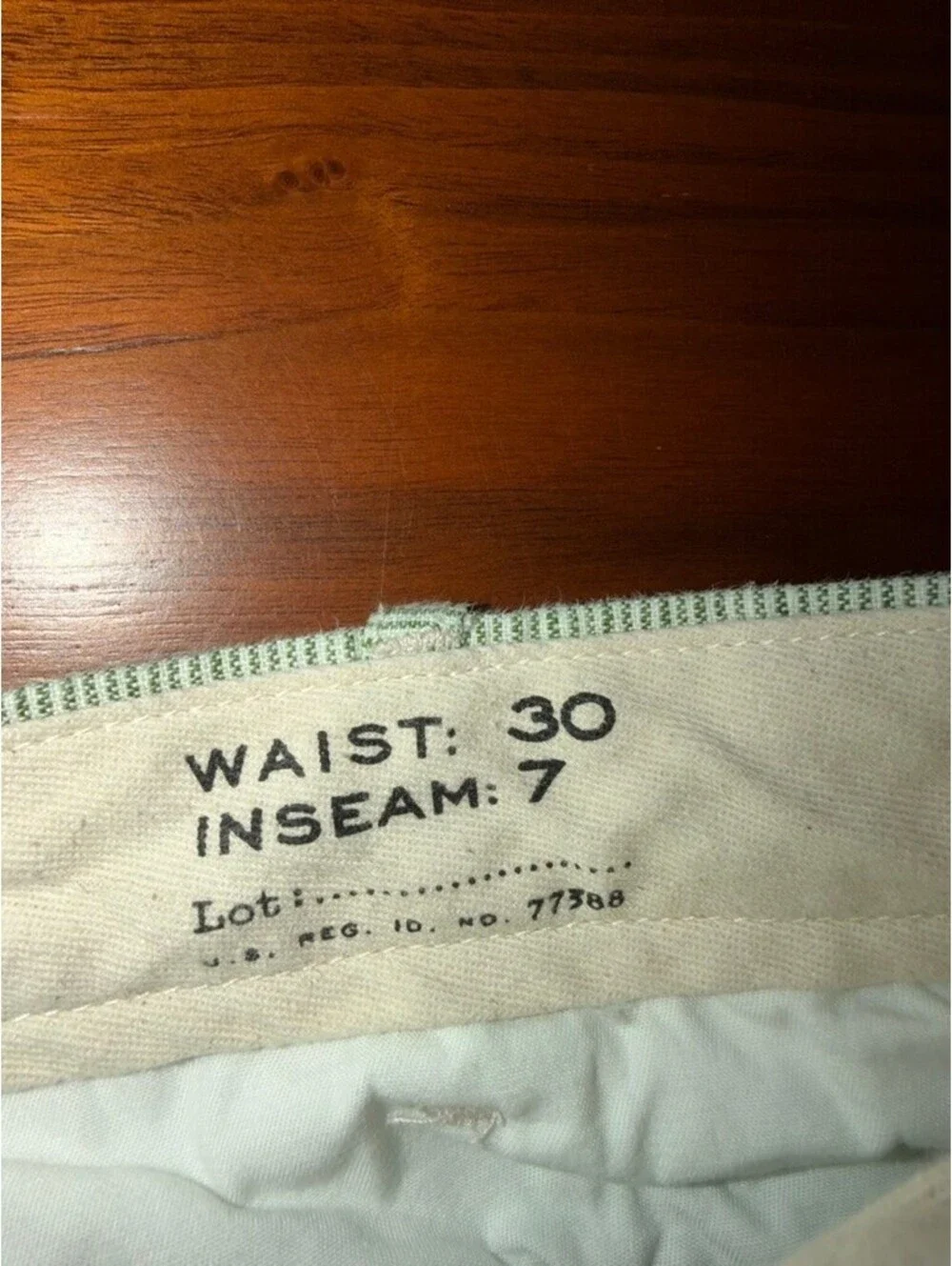 J.Crew Men's Green & White Striped Linen Shorts - Size 30